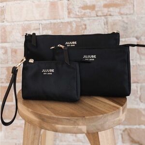 JuJuBe Signature 3-Piece Pouch Clutch Purse Set - Black NWOT